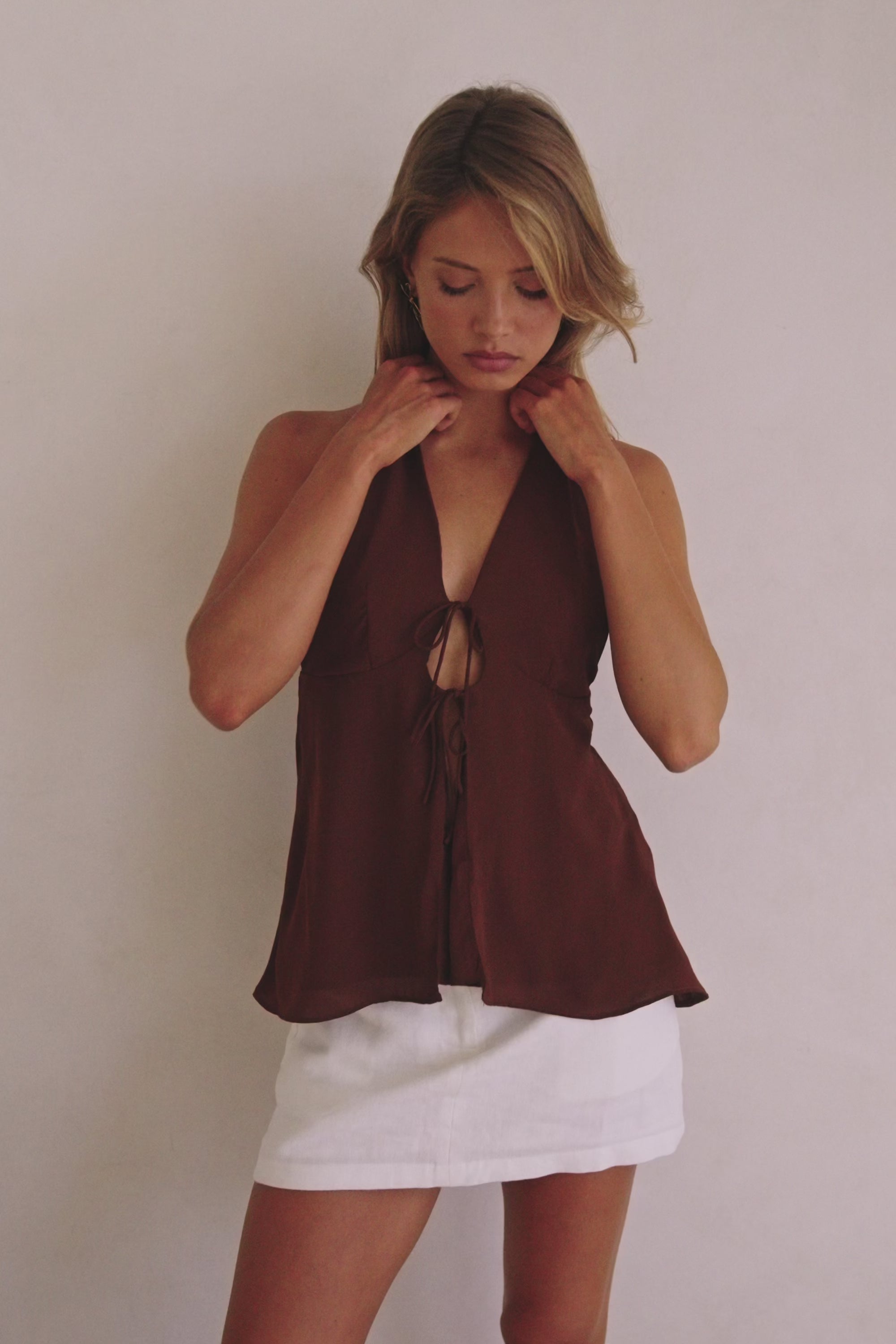【新品未使用】lit Choker Set Cupra Tops ブラウン The Range NYC Vegan Leather Bustier Top | Brown | T. Boutique