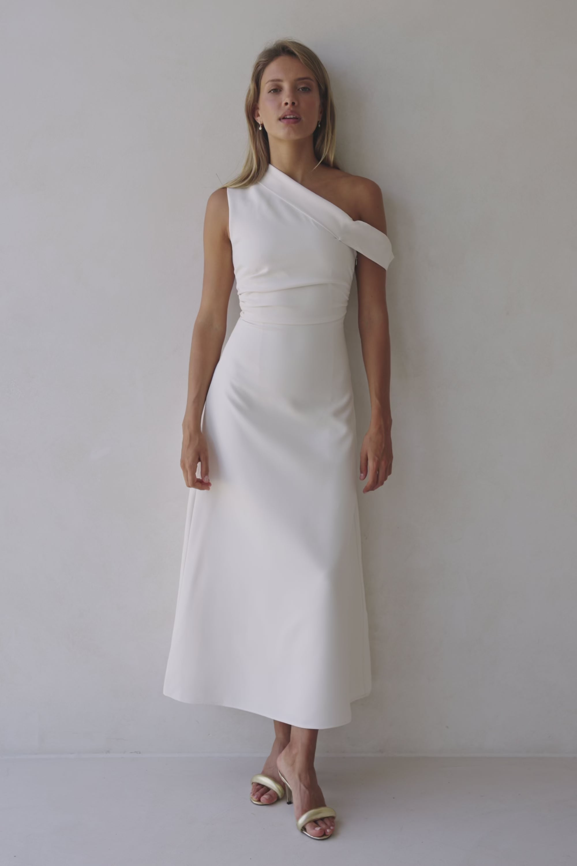 Bridal Cream One Shoulder Maxi Indy Dress – SABO