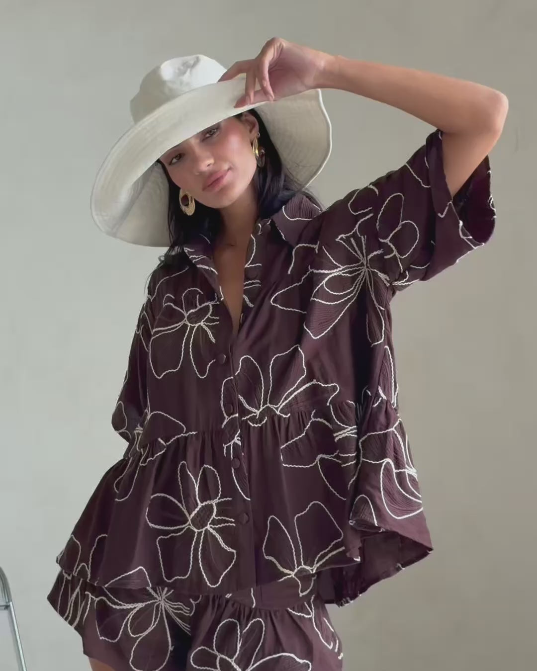 Luna Top - Chocolate Floral