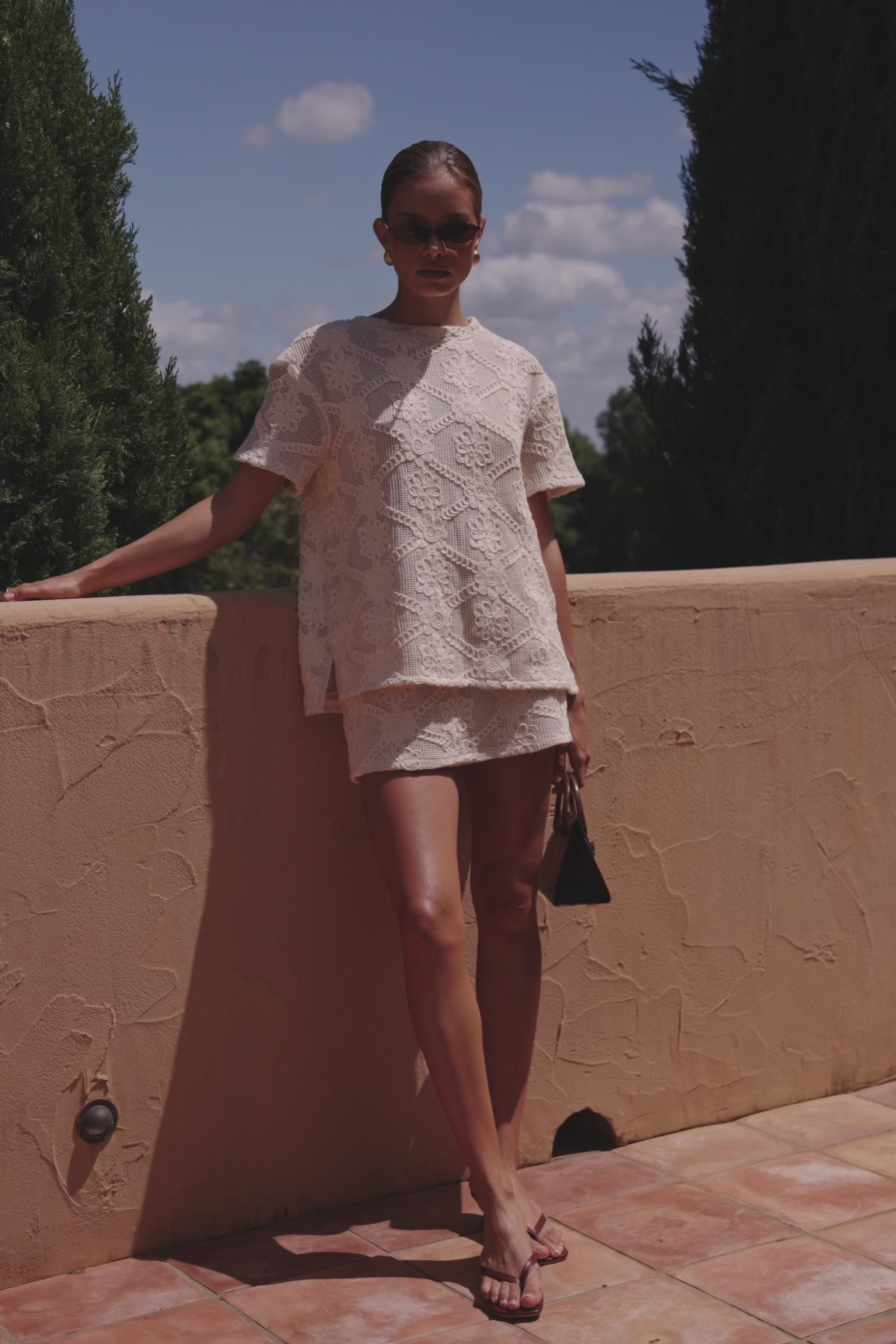 Beige Crochet Lace Rosiah T Shirt Top – SABO