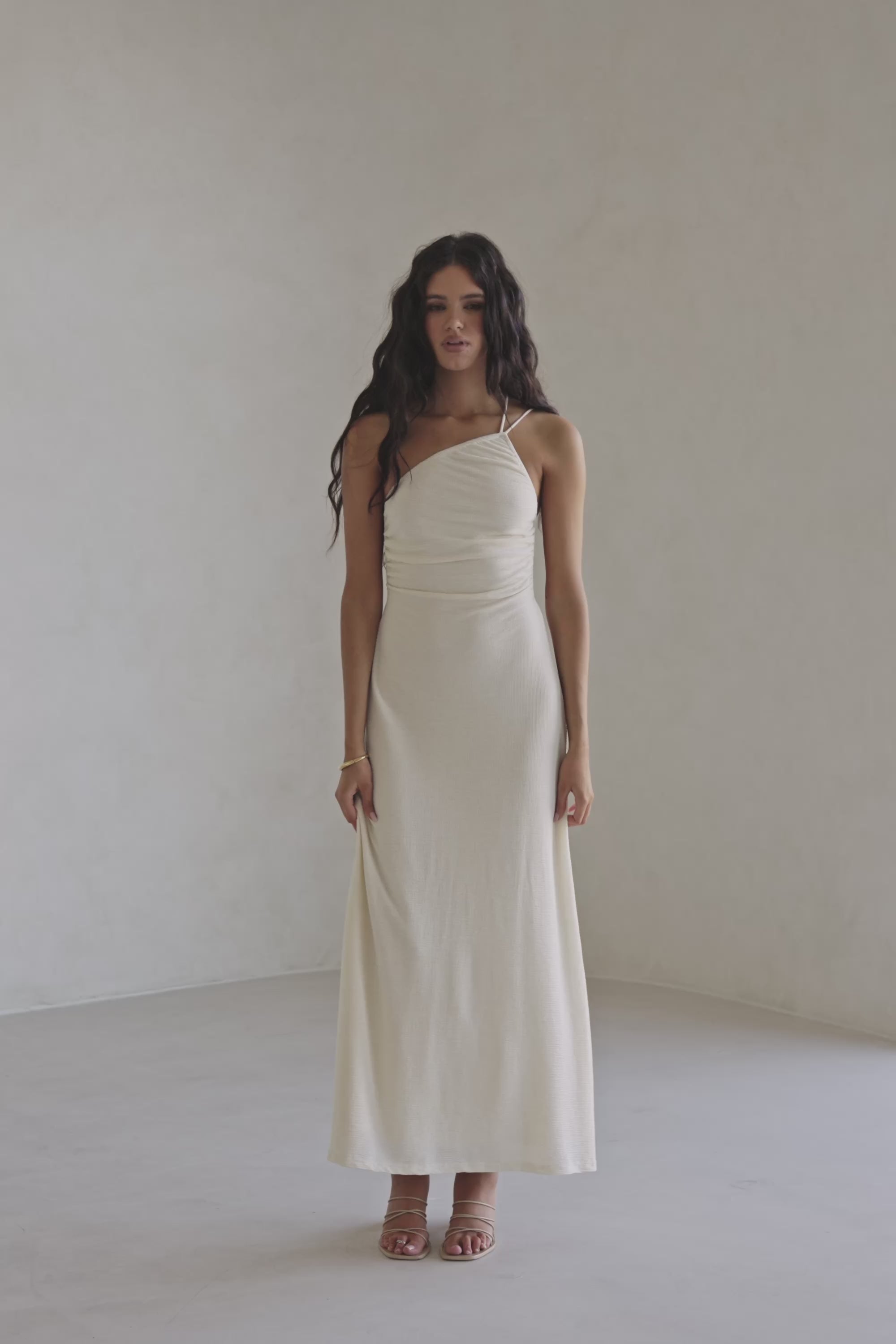 Bridal Cream One Shoulder Backless Maxi Emilee Dress – SABO