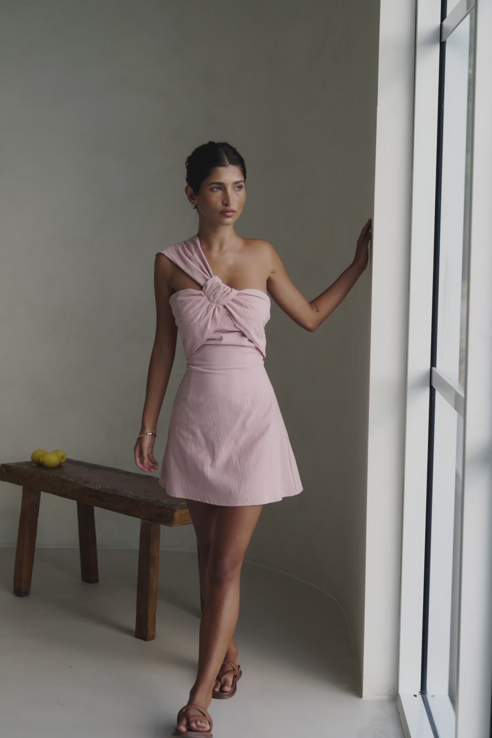 Pink One Shoulder Cutout Mini Knot Dimmi Dress – SABO
