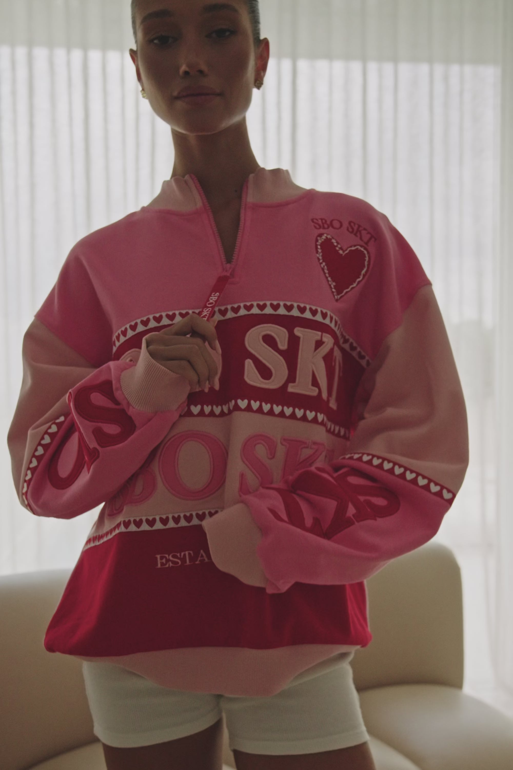 Pink Terry Oversized Vintage 1/4 Zipper Lovina Sweater – SABO