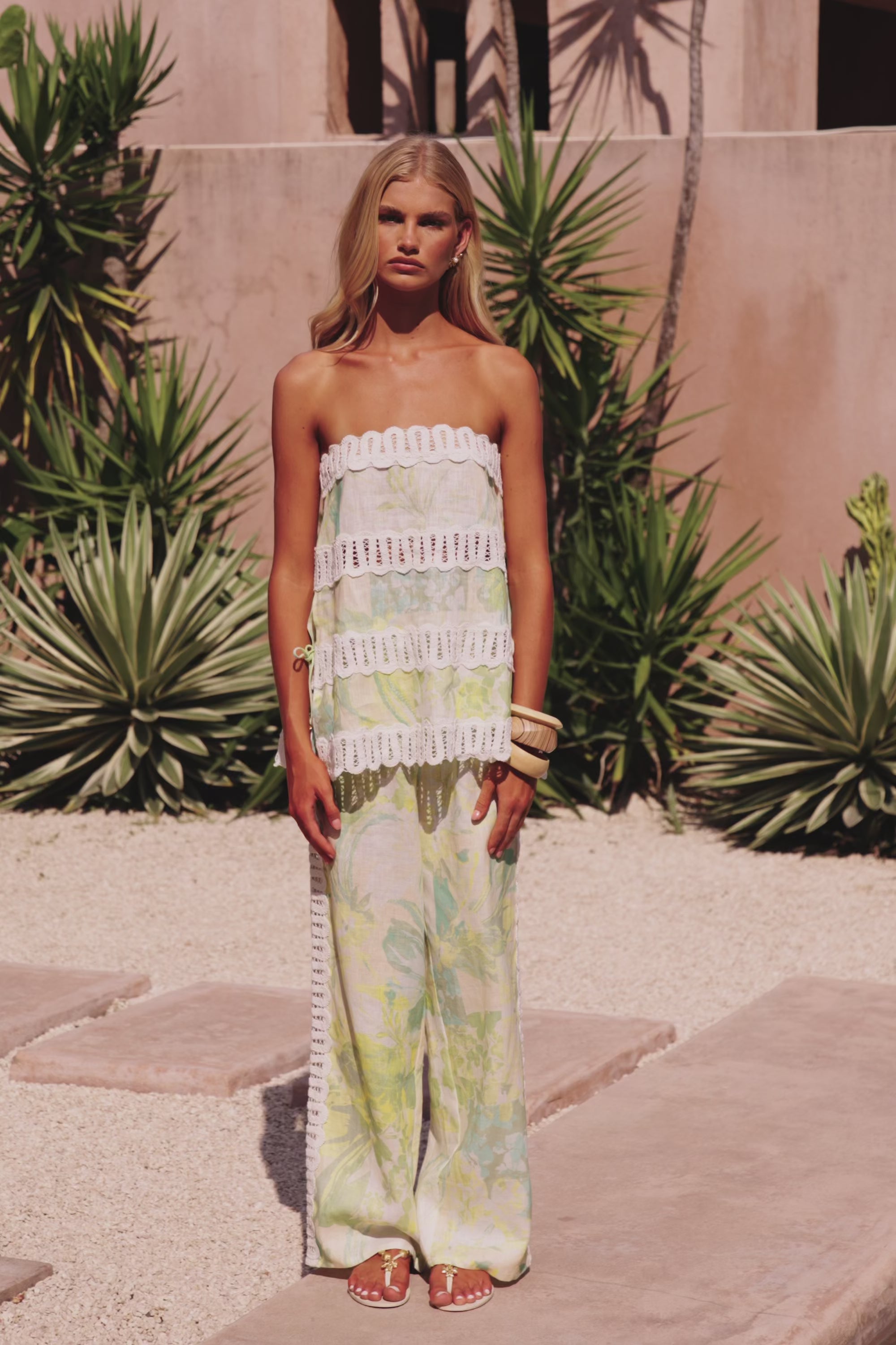 Green Fiore Festivio Print Strapless Orion Top – SABO
