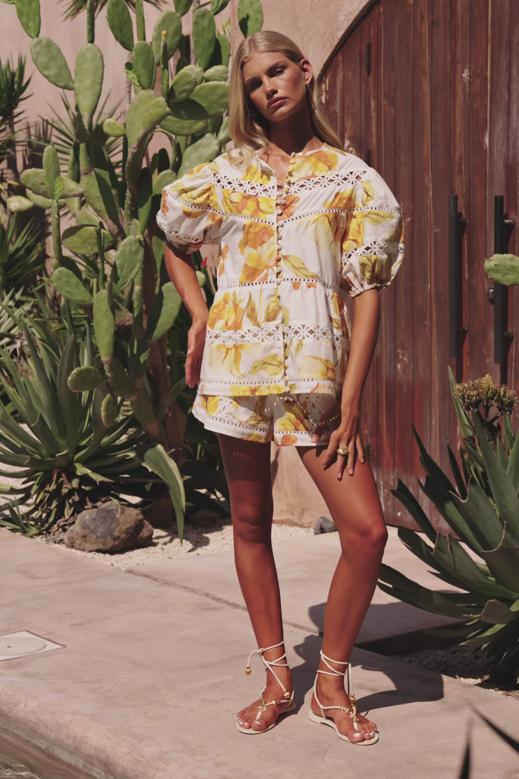 White Agalia Floral Print Button Up Jara Blouse – SABO