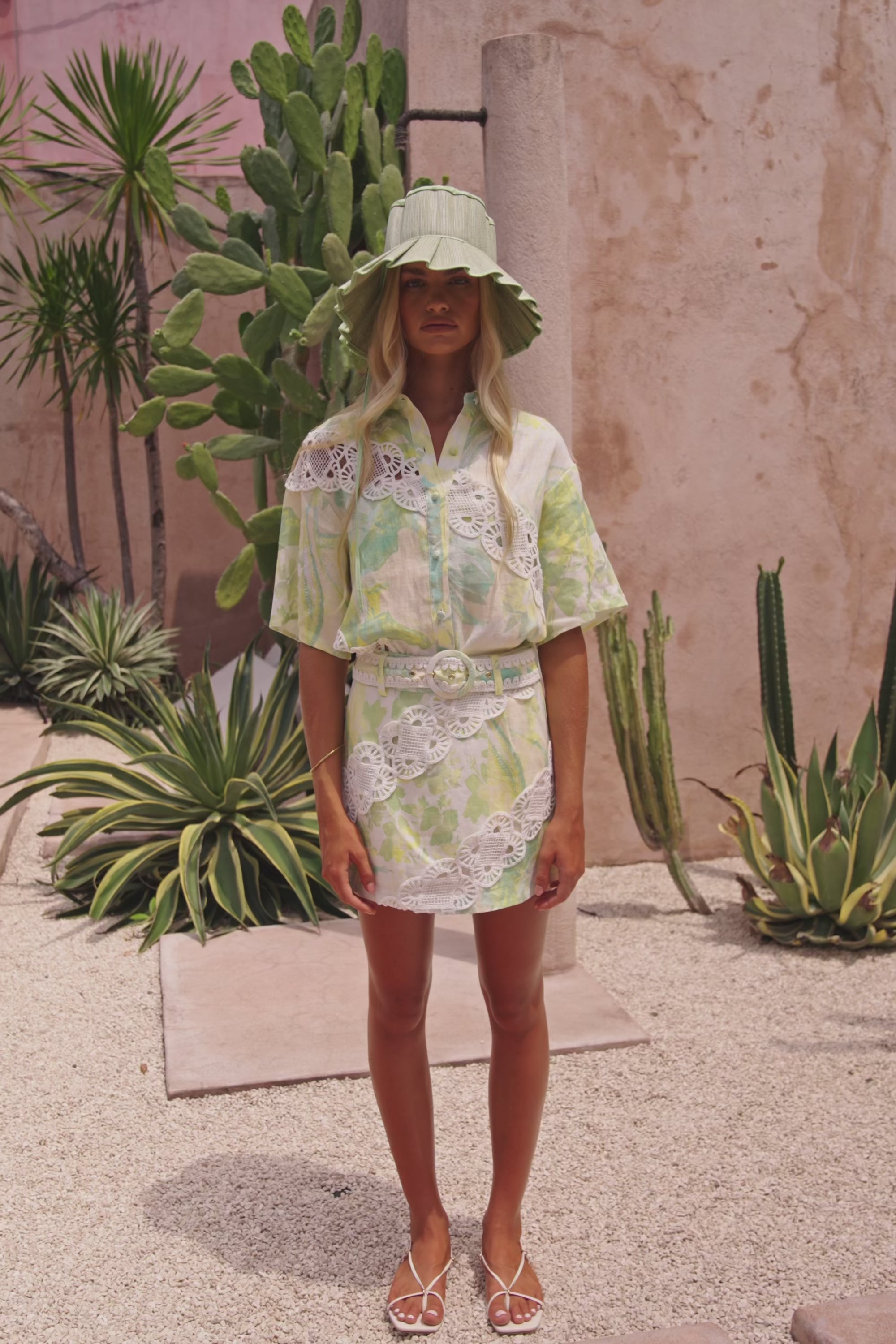 Green Fiore Festivo Print Button Up Aquila Shirt – SABO