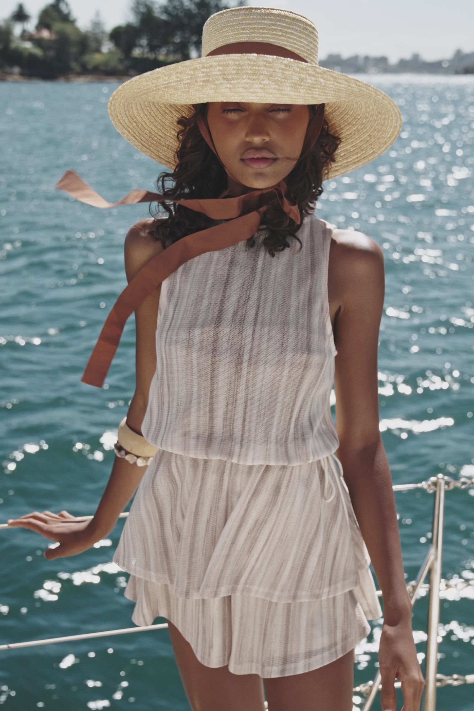 Beige Stripe Flouncy Karma Top – SABO