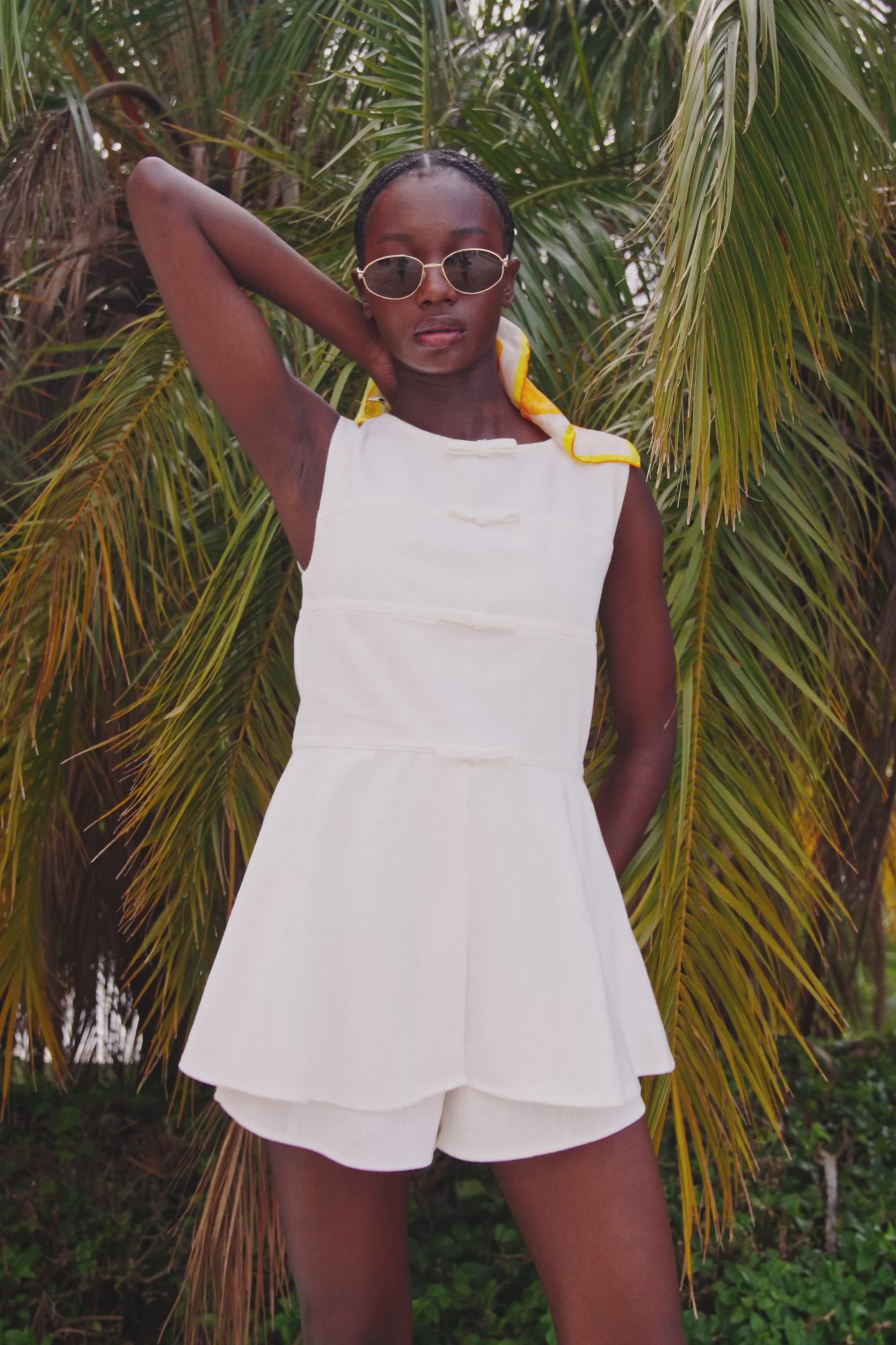 トップス MULTI SHOULDER PARTS RIB TOPS Eaphi White Cotton Split Longline Muse Top – SABO