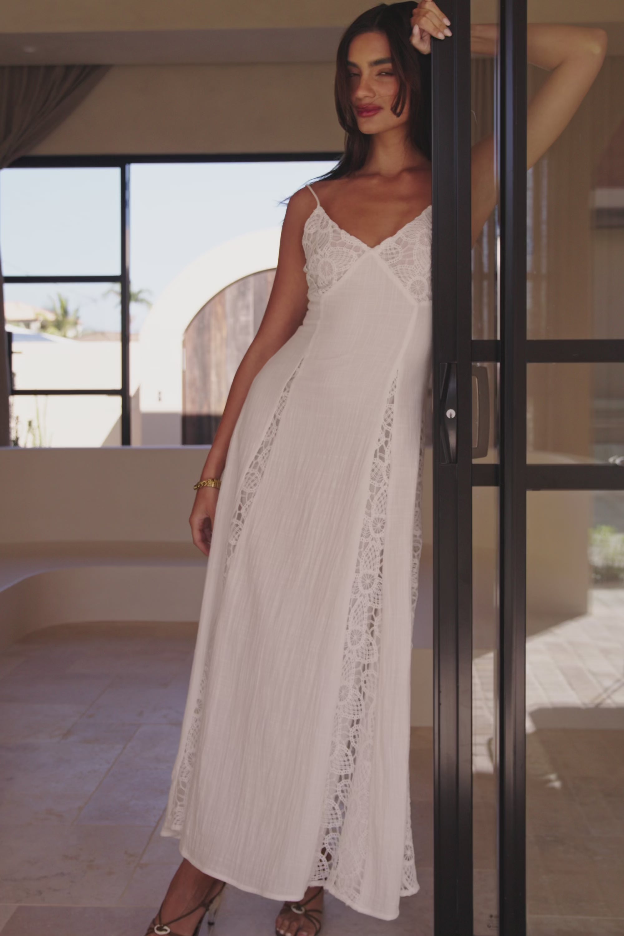 White Lace A-Line Maxi Skye Dress – SABO
