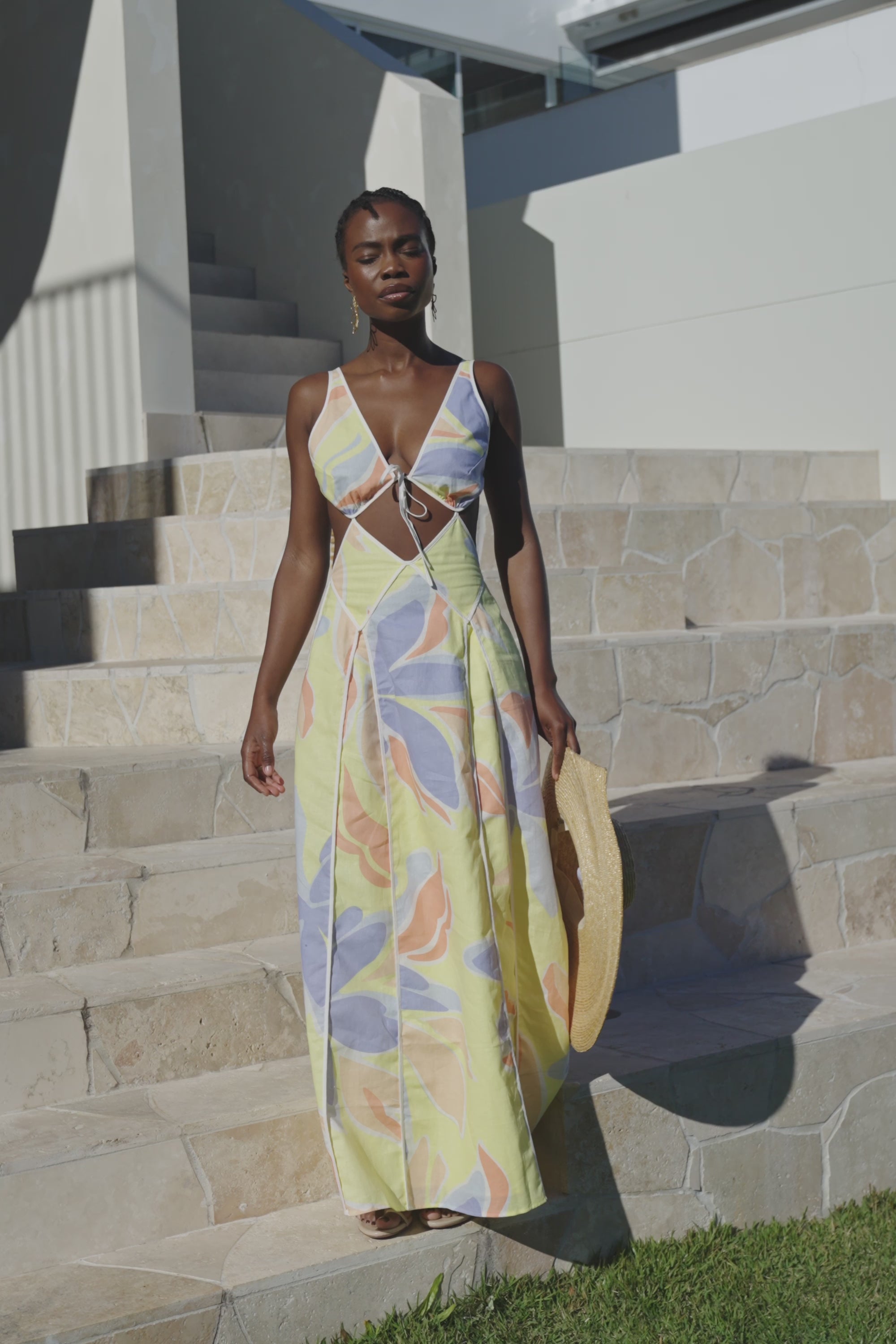 エルフ・モールANDMARY Kite ribbon set dress Eliska Cutout Maxi Dress - Elia Purple Yellow Orange – SABO