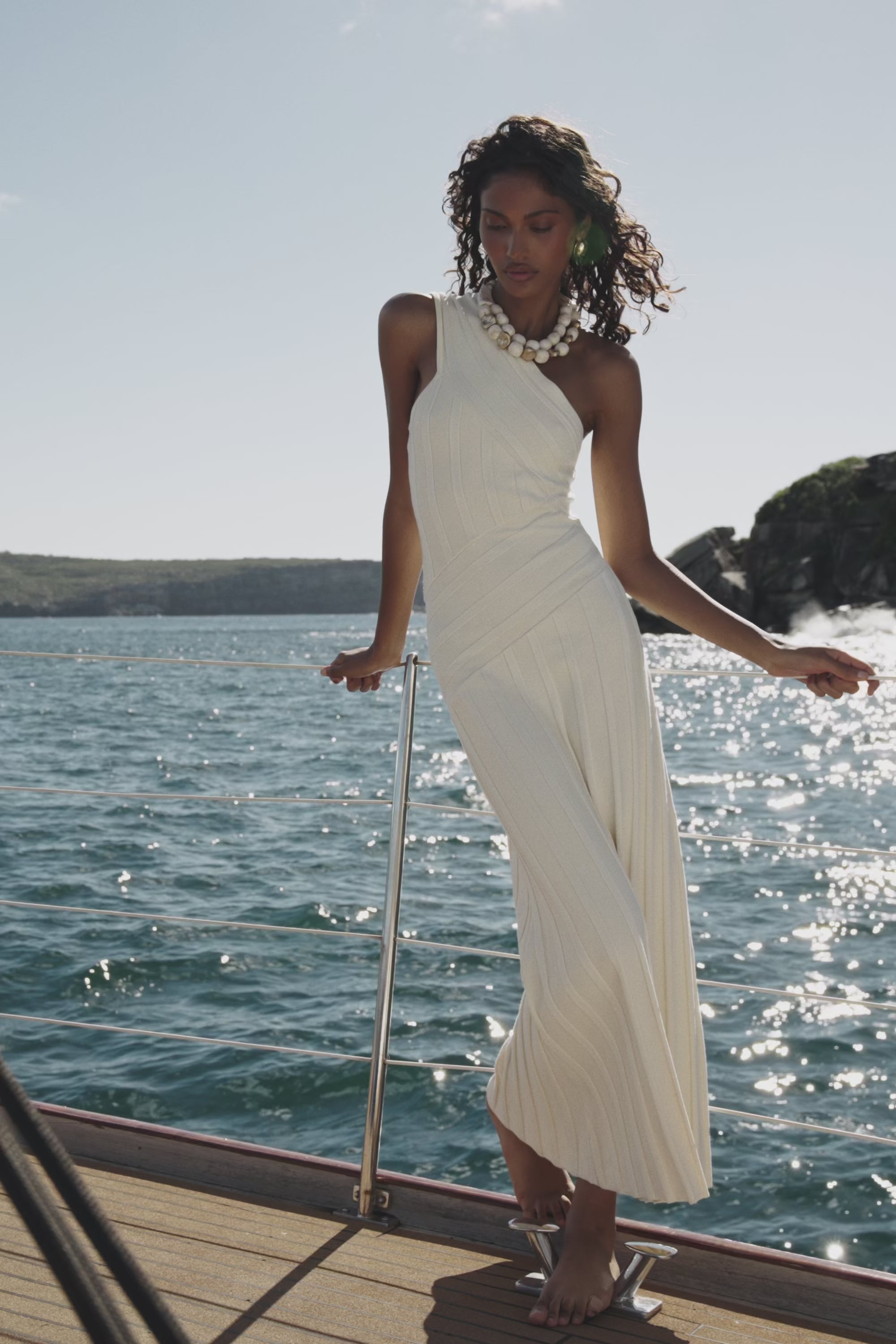 Cream Textured One Shoulder Maxi Dominica Dress – SABO