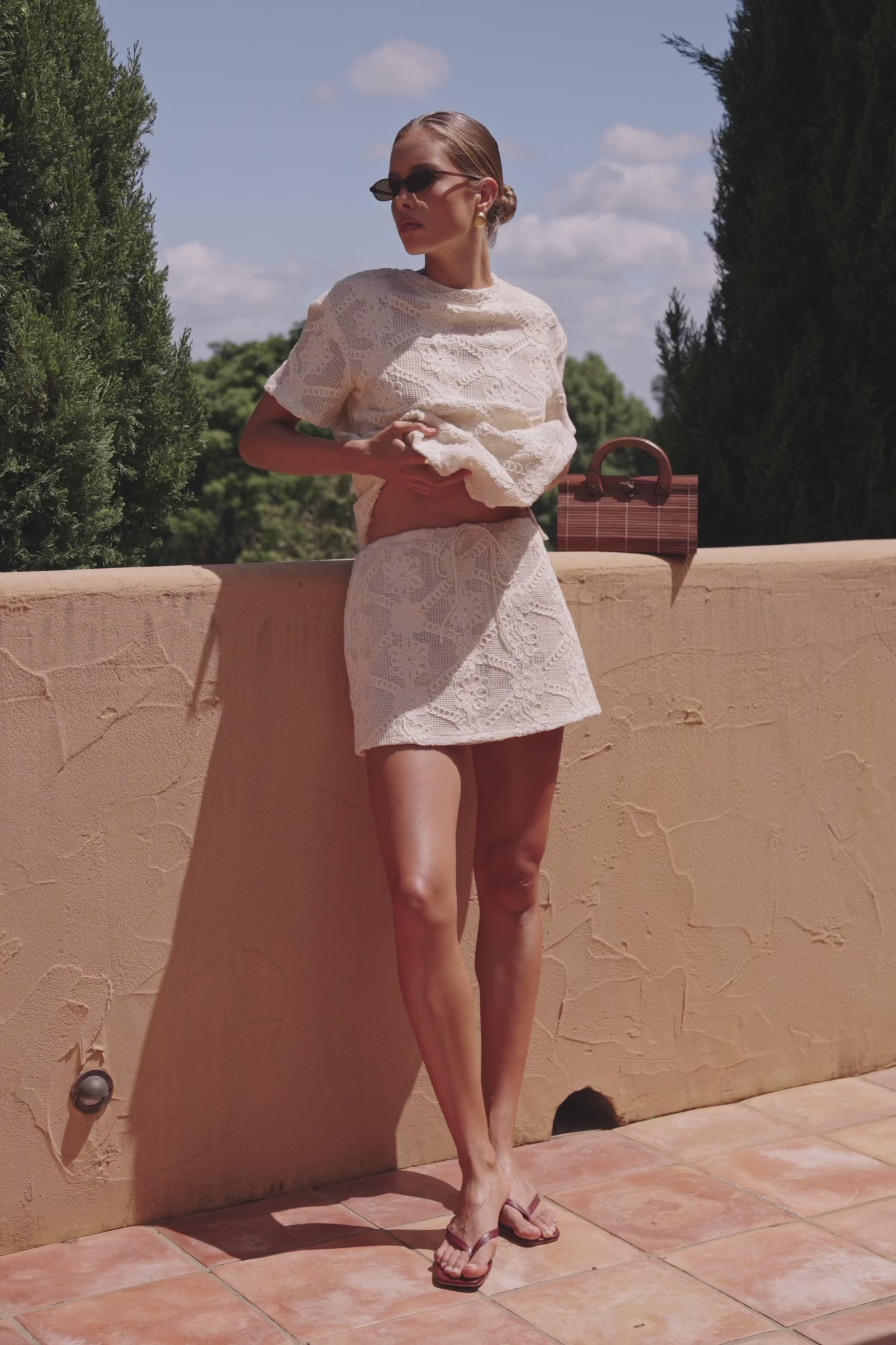 Beige Crochet Lace Mini Rosiah Skirt – SABO