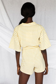 SAMPLE-Comfy Stripe Playsuit - Yellow