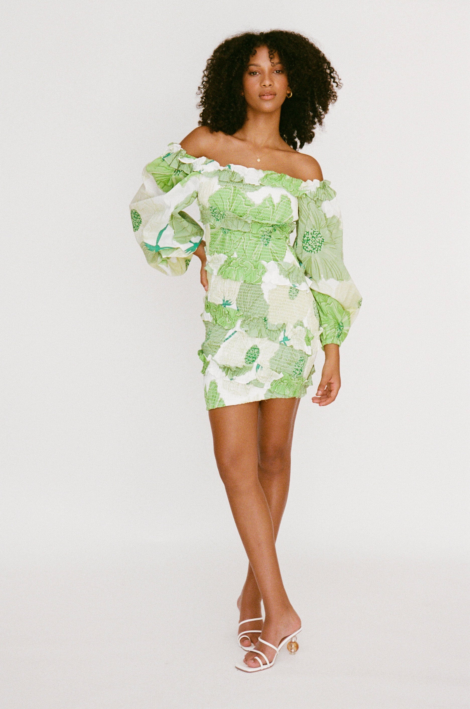 Berlyn Shirred Mini Dress - Moss Lily SABO Berlyn Shirred Mini Dress - Moss Lily SABO