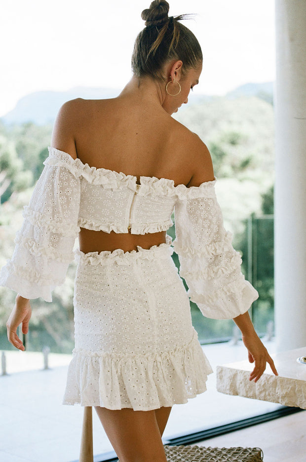 Ruffle Embroidered Dress