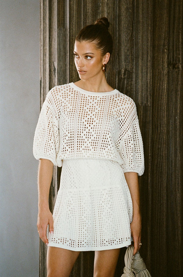 white crochet top dress