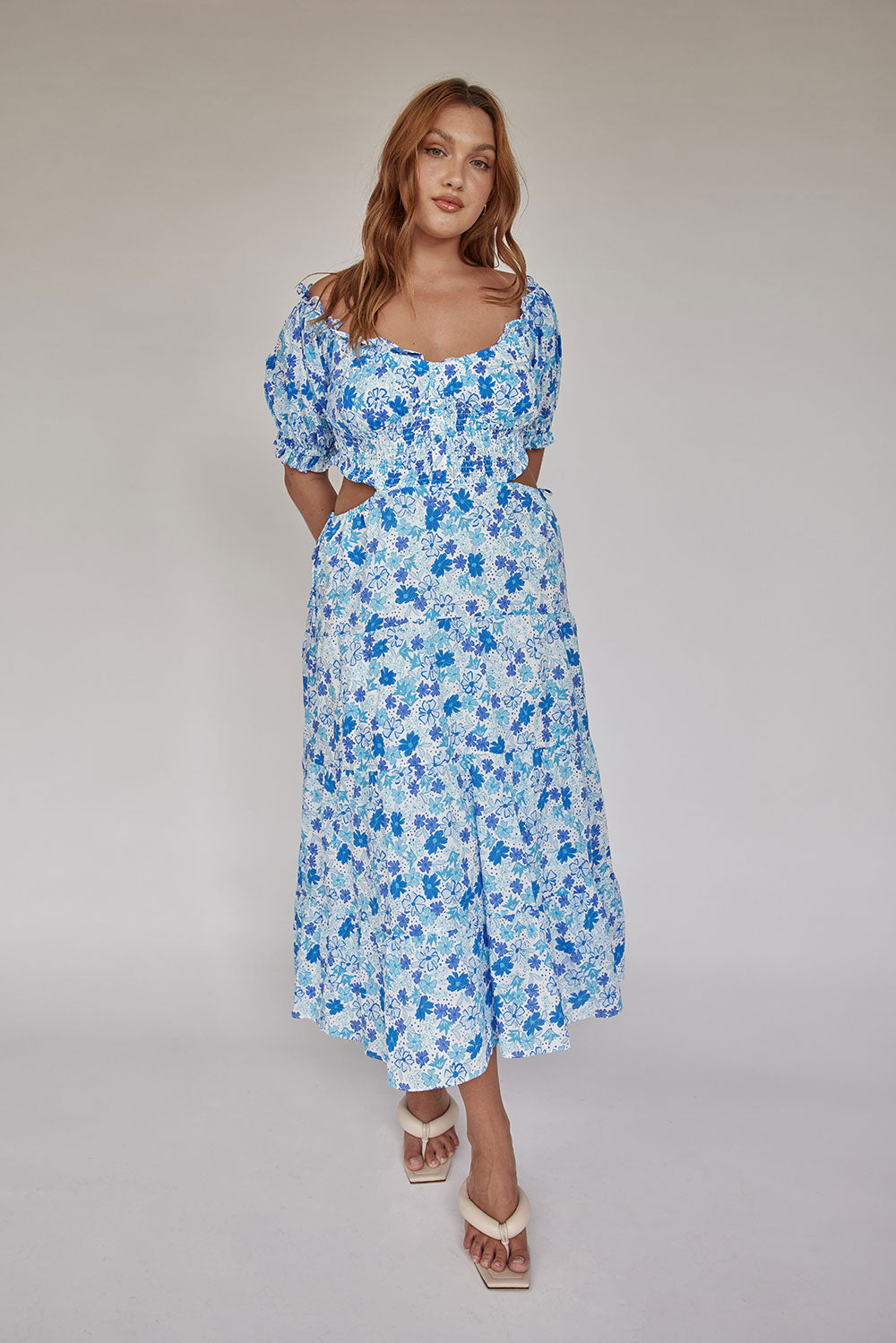 zara puff sleeve midi dress ZARA New Collection MIDI DRESS WITH PUFF SLEEVES AND BELT