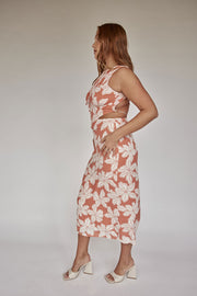 Peaches Backless Dress - Forest Floral