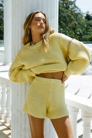 Noelle Knit Shorts - Lemon
