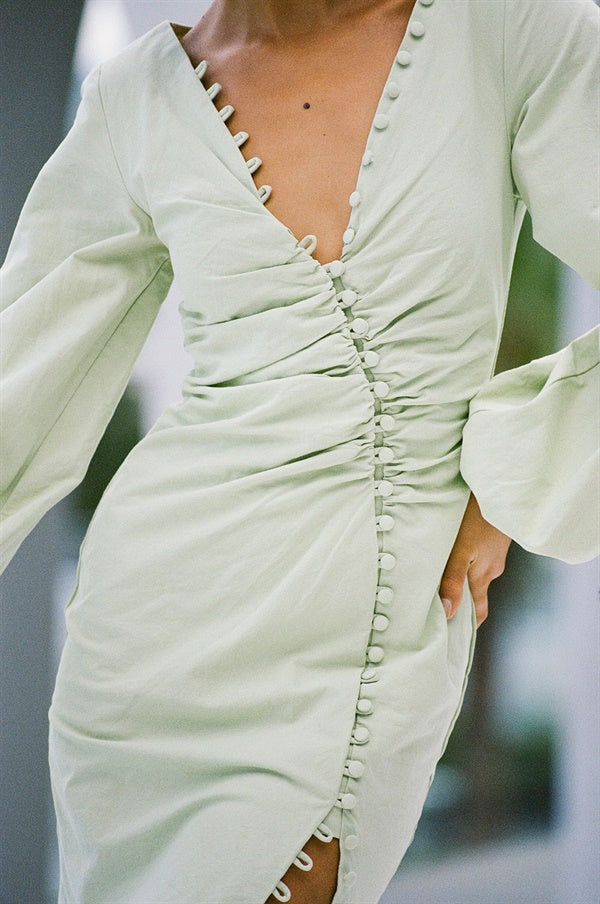 SAMPLE-Minna Button Dress - Green
