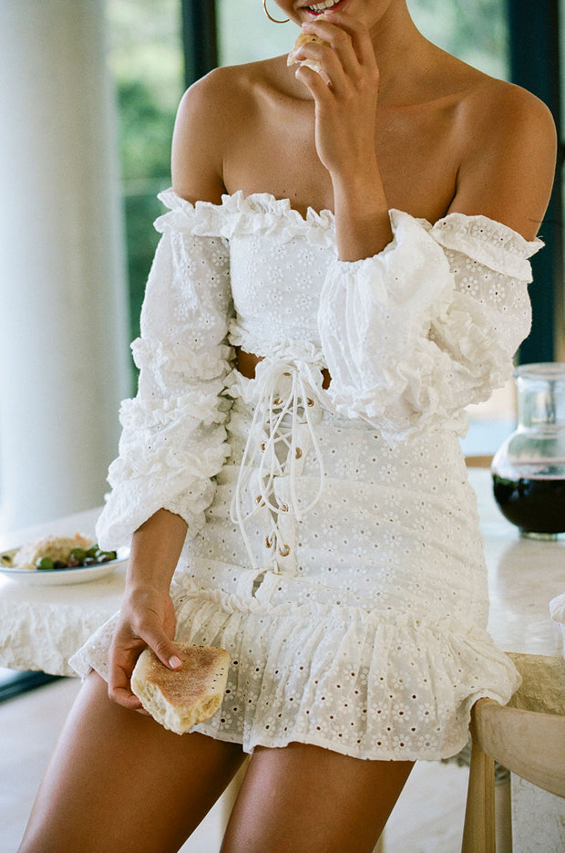 Ruffle Embroidered Dress